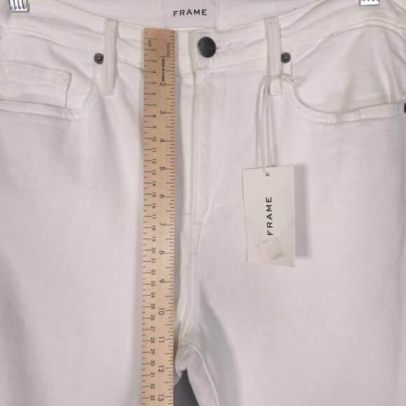 NWT Frame Women’s Le Beau High Rise Boyfriend Distressed Jeans White Size‎ 28 - Picture 6 of 16